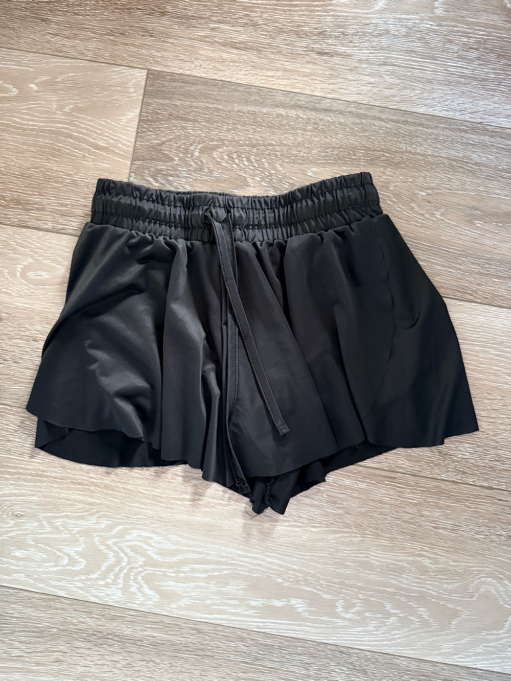 btween Black Ruffle Layered Girls' Athletic Shorts